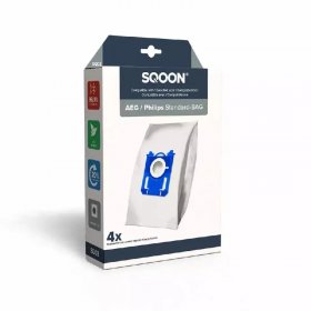 Sqoon Vacuum Cleaner Bags - Vacuum Cleaner Bag Set 4 Pieces Alternative For Philips 3-d Gr201s-e200s-fc8021