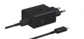 Samsung Charger For Mobile Phone - Ep-t5020xbegeu Samsung Fast Charger 2xusb-c 50w+usb-c Cable 1 8m Black