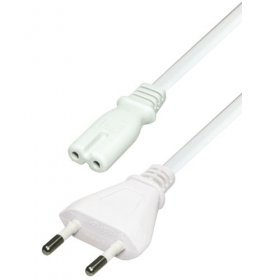 Compatible Eurocable With Double Sockets - Euro Power Cable Vde 5m White
