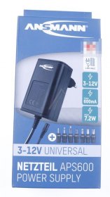 Ansmann Switch Power Supply - Aps 600 1201-0022 Universal Power Supply 3-12v-600ma Incl 7 Types Of Connectors