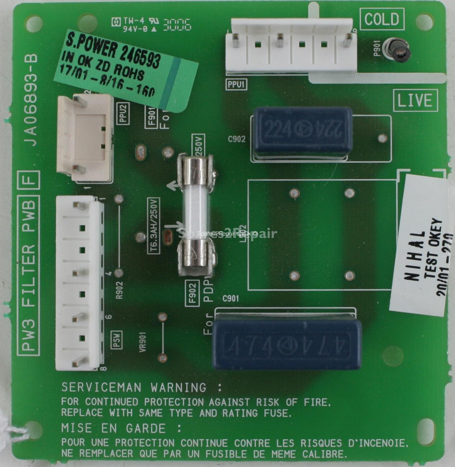 Hitachi 42PD9700U - Filter Board - JA06893-B - PW3 FILTER PWB F