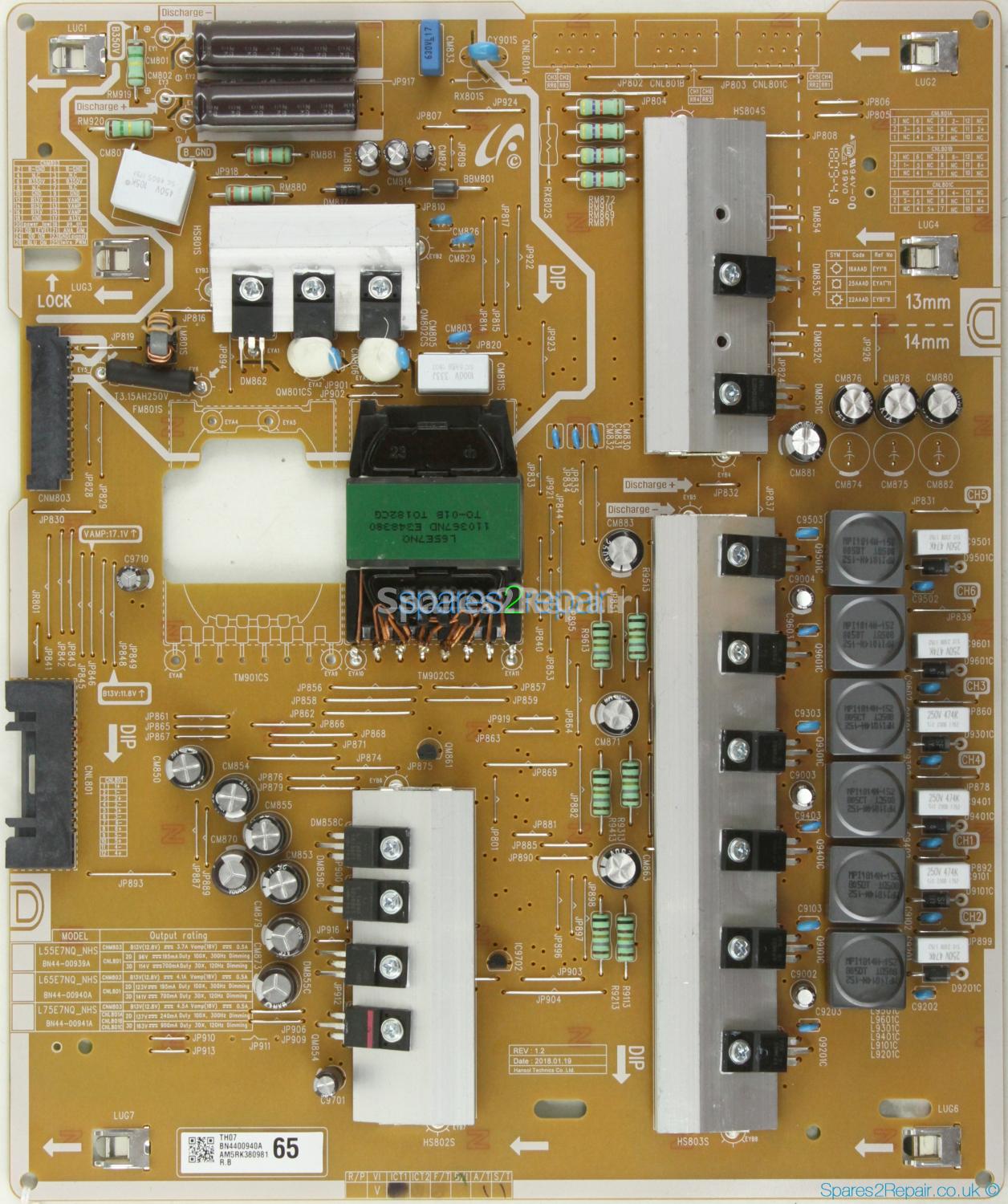 Samsung QE65Q7FNAT - Power Supply - BN44-00940A - REV:1.2 - L65E7NQ_NHS