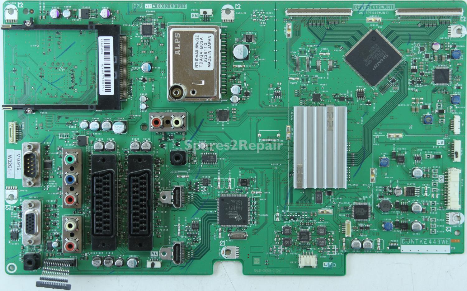 Sharp LC-32D44E-BK - Main Board - KE449WE02 - QPWBXE449WJN1 - QKITPE449WJN1 - DUNTKE449WE